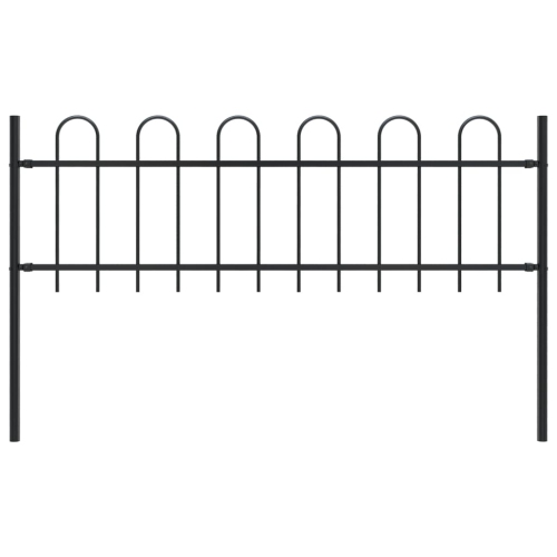 VIDAXL  Garden Fence With Spear Top Steel 5.5Ft Black