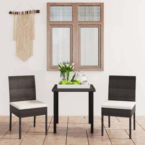 VIDAXL  3 Piece Patio Dining Set Poly Rattan In Black