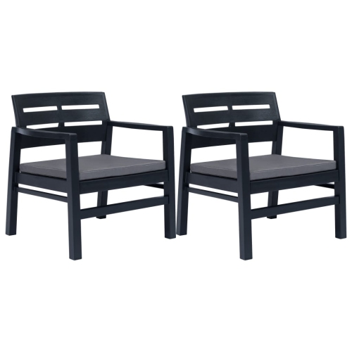 vidaXL 3 Piece Patio Lounge Set Plastic Anthracite