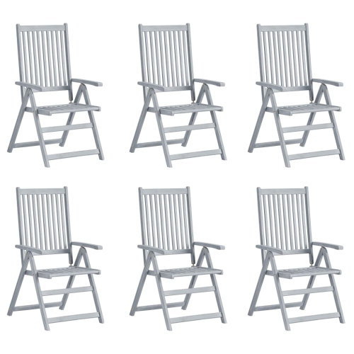 Chaises inclinables de patio VidaXL 6 pièces avec coussins en bois d’acacia massif