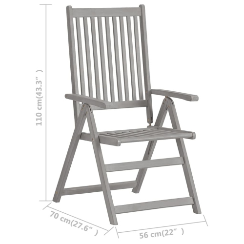 Chaises inclinables de patio VidaXL 6 pièces avec coussins en bois d’acacia massif