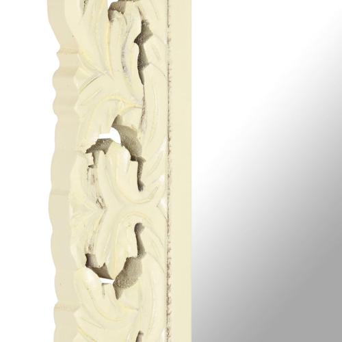 vidaXL Hand Carved Mirror White 31.5"x19.7" Solid Mango Wood