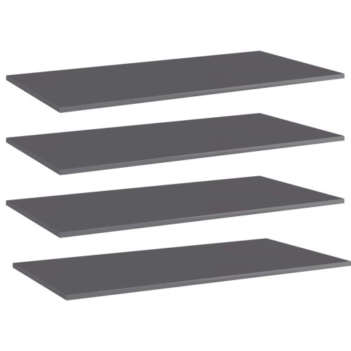 VIDAXL  Bookshelf Boards 4 PCs High Gloss 39.4"x19.7"x0.6" Chipboard In Gray