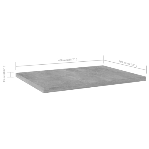 vidaXL Bookshelf Boards 4 pcs Concrete Gray 15.7"x11.8"x0.6" Chipboard