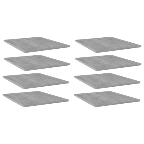 vidaXL Bookshelf Boards 8 pcs Concrete Gray 15.7"x19.7"x0.6" Chipboard