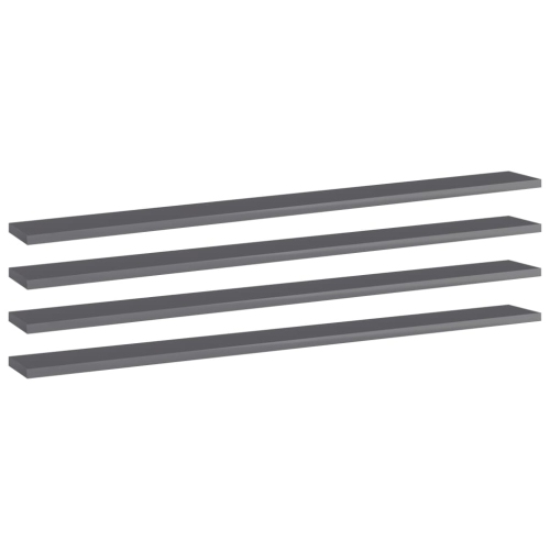VIDAXL  Bookshelf Boards 4 PCs High Gloss 39.4"x3.9"x0.6" Chipboard In Gray