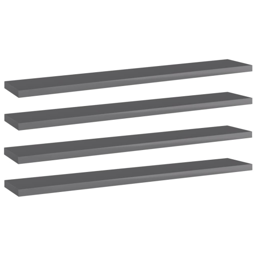 vidaXL Bookshelf Boards 4 pcs High Gloss Gray 23.6"x3.9"x0.6" Chipboard