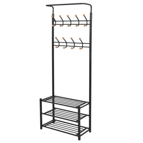 VIDAXL  Clothes Rack With Shoe Storage 26.8"x12.6"x71.9" Black