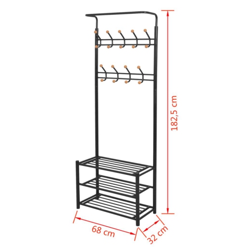 vidaXL Clothes Rack with Shoe Storage 26.8"x12.6"x71.9" Black