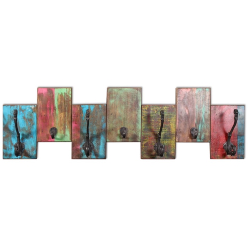vidaXL Coat Rack with 7 Hooks Solid Reclaimed Wood