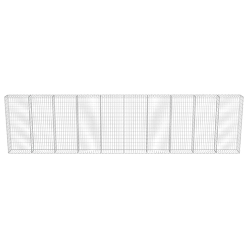 vidaXL Gabion Wall with Covers Galvanized Steel 236"x11.8"x59"