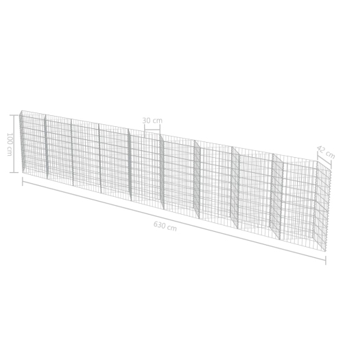 vidaXL Gabion Wall Galvanized Steel 248"x11.8"x39.4"