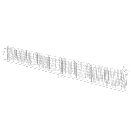 vidaXL Gabion Wall Galvanized Steel 248"x11.8"x19.7"