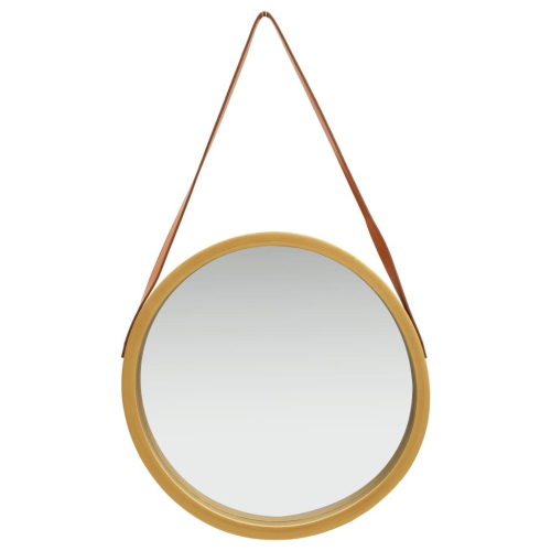 vidaXL Wall Mirror with Strap 16.7" Gold