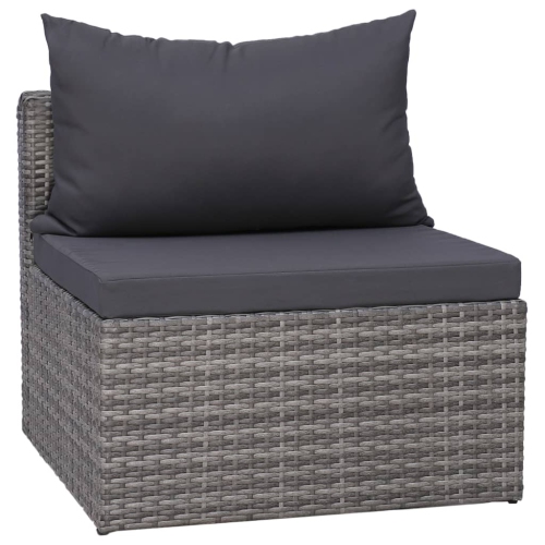vidaXL 4 Piece Patio Sofa Set with Cushions Gray Poly Rattan