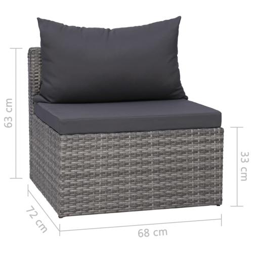 vidaXL 4 Piece Patio Sofa Set with Cushions Gray Poly Rattan