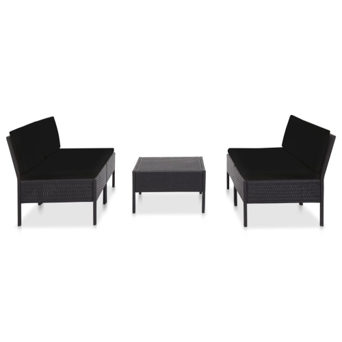 vidaXL 5 Piece Patio Sofa Set with Cushions Poly Rattan Black