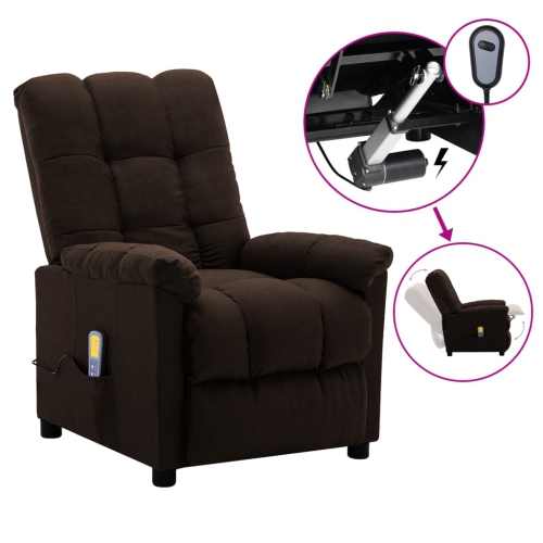 Fauteuil de massage inclinable électrique ViddaXL en tissu brun foncé