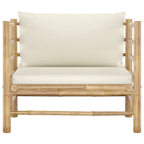 vidaXL Patio Sofa with Cream White Cushions Bamboo