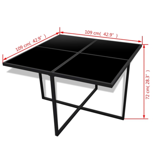 vidaXL 9 Piece Patio Dining Set with Cushions Poly Rattan Black