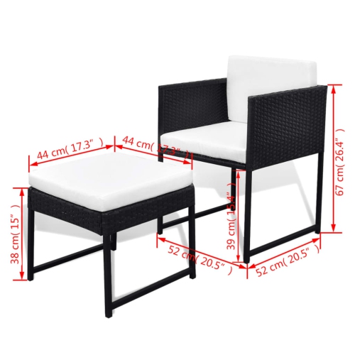 vidaXL 9 Piece Patio Dining Set with Cushions Poly Rattan Black