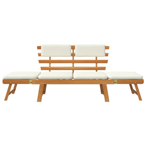 vidaXL Patio Bench with Cushions 2-in-1 74.8” Solid Acacia Wood
