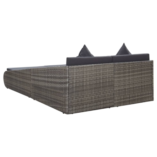 vidaXL Patio Bed Gray 78.7"x54.7" Poly Rattan
