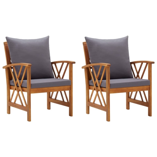 Chaises de patio VidaXL avec coussins 2 pièces en bois d’acacia massif