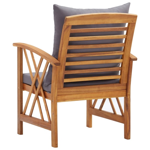 Chaises de patio VidaXL avec coussins 2 pièces en bois d’acacia massif