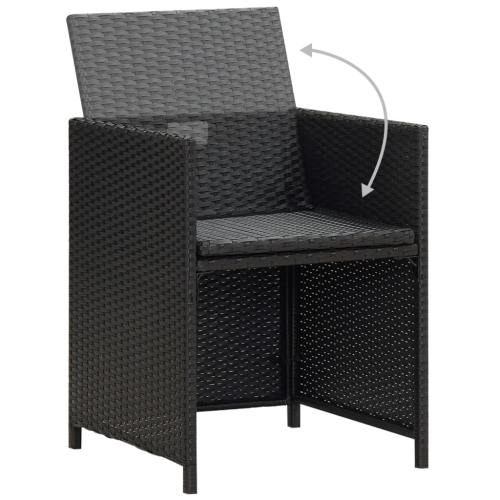 Chaises de patio VidaXL 2 pièces avec coussins et coussins en poly rotin noir