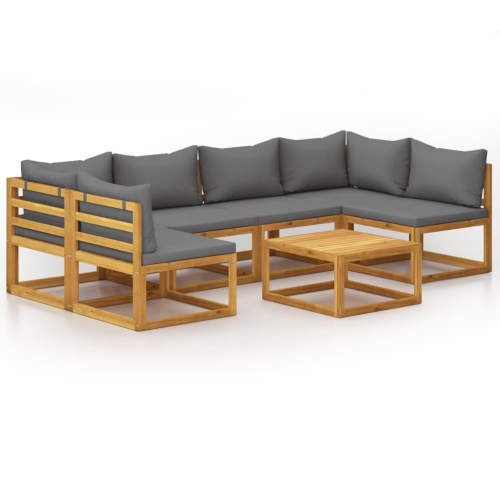 vidaXL 7 Piece Patio Lounge Set with Cushion Solid Acacia Wood