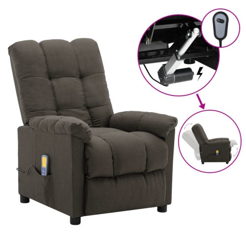 Fauteuil de massage inclinable électrique VidaXL en tissu taupe