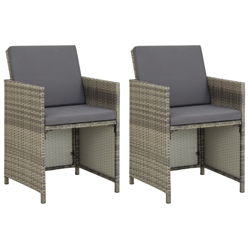 Chaises de patio VidaXL 2 pièces avec coussins en poly rotin gris