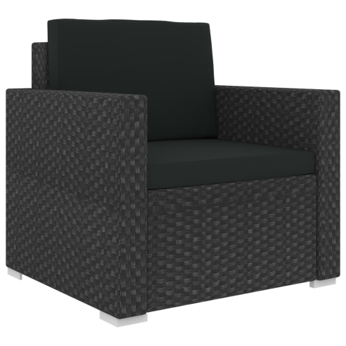 Ensemble de patio de 8 pièces VIDAXL avec coussins en poly rotin noir