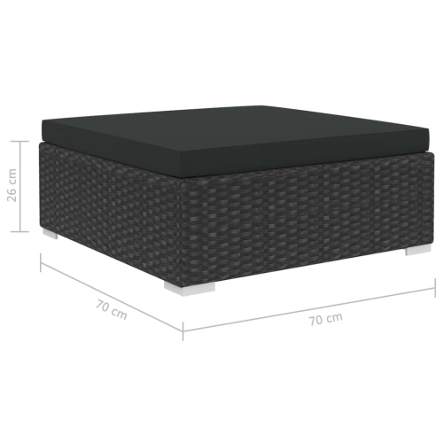 Ensemble de patio de 8 pièces VIDAXL avec coussins en poly rotin noir