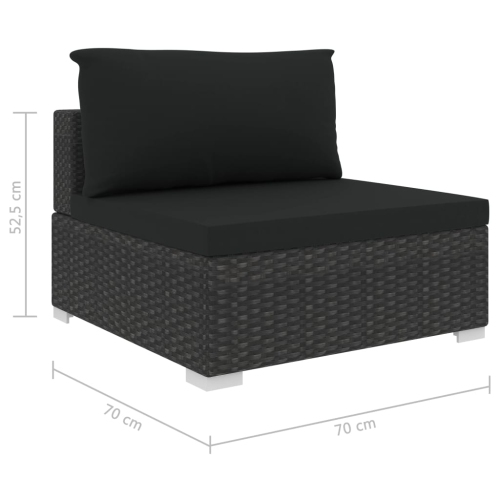 Ensemble de patio de 8 pièces VIDAXL avec coussins en poly rotin noir