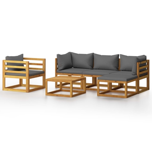 Ensemble patio 6 pièces avec chaise longue et coussin en bois d’acacia massif ViddaXL
