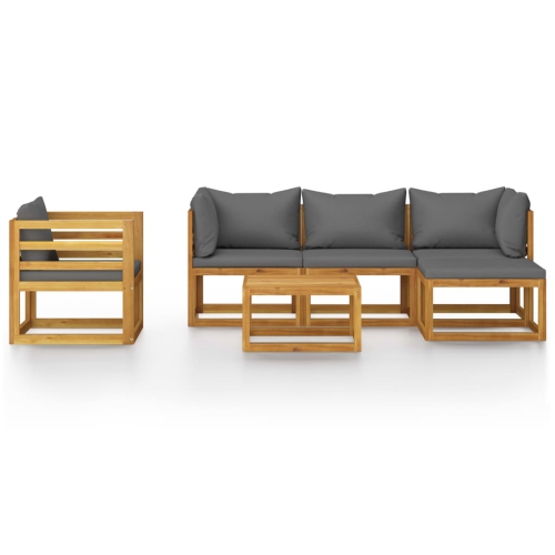 Ensemble patio 6 pièces avec chaise longue et coussin en bois d’acacia massif ViddaXL