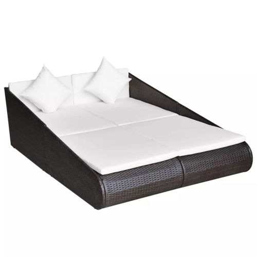 vidaXL Patio Bed Brown 79.1"x54.7" Poly Rattan