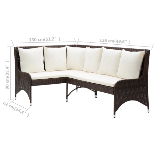 vidaXL Patio Corner Sofas 2 pcs Poly Rattan Brown