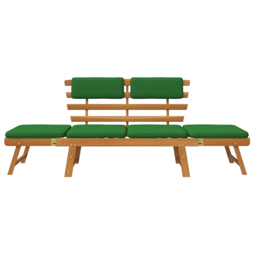vidaXL Patio Bench with Cushions 2-in-1 74.8" Solid Acacia Wood