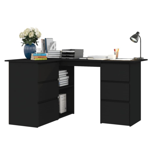 vidaXL Corner Desk Black 57.1"x39.4"x29.9" Chipboard