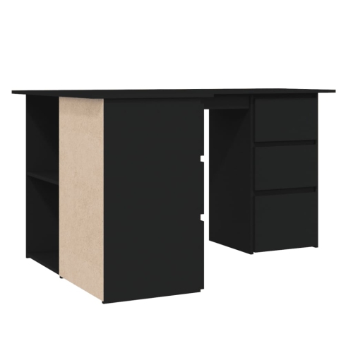 vidaXL Corner Desk Black 57.1"x39.4"x29.9" Chipboard