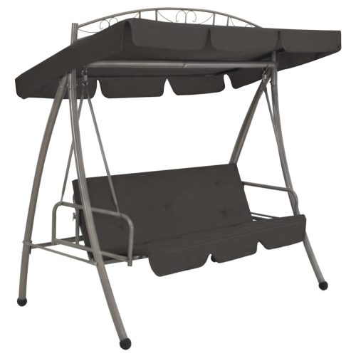VIDAXL  Outdoor Convertible Swing Bench With Canopy Anthracite 78"x47.2"x80.7" Steel