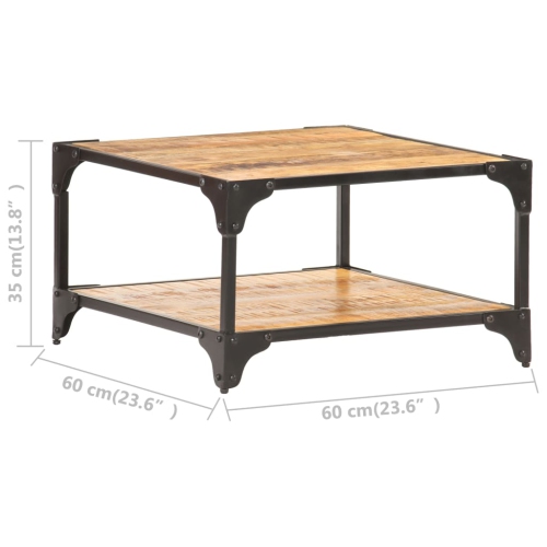 vidaXL Coffee Table 23.6"x23.6"x13.8" Solid Mango Wood