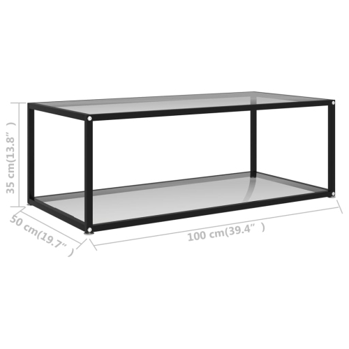 vidaXL Coffee Table Transparent 39.4"x19.7"x13.8" Tempered Glass
