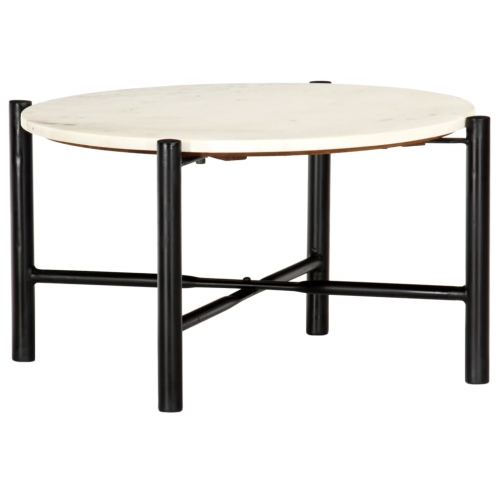 vidaXL Coffee Table White 23.6"x23.6"x13.8" Real Stone with Marble Texture