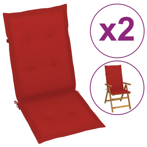 VIDAXL  Garden Chair Cushions 2 PCs Red 47.2"x19.7"x1.2"