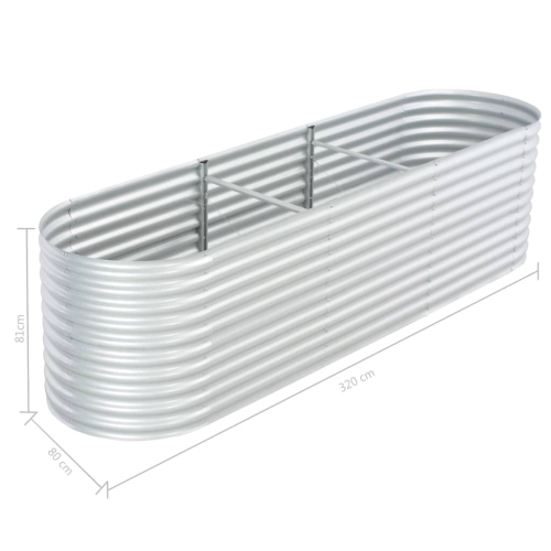 vidaXL Garden Raised Bed 125.9"x31.4"x31.8" galvanized Steel Silver