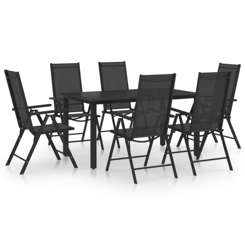 VIDAXL  7 Piece Patio Dining Set Aluminum In Black